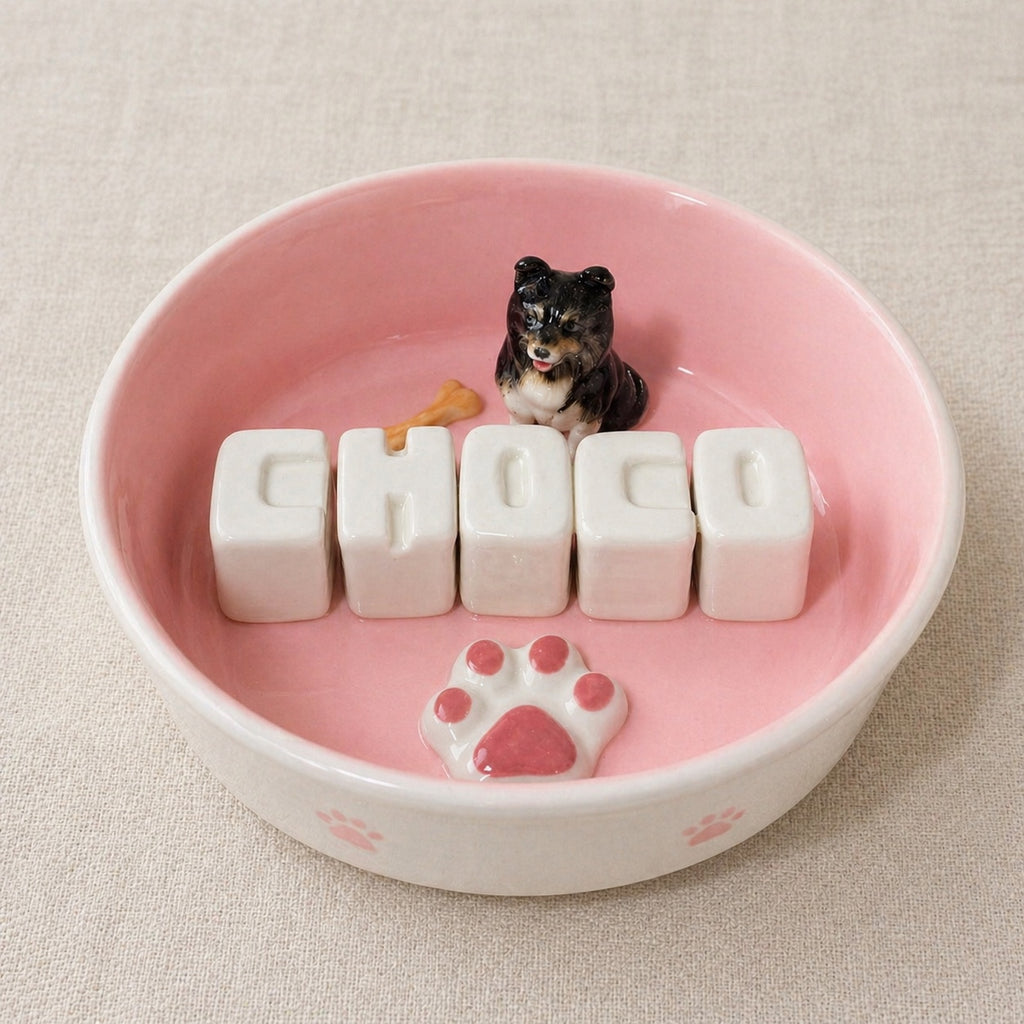 Personalized Pet Bowl with Custom Name, Handmade Ceramic Dog & Cat Bowl, Custom Pet Photo Gift, Unique Pet Lover Keepsake
