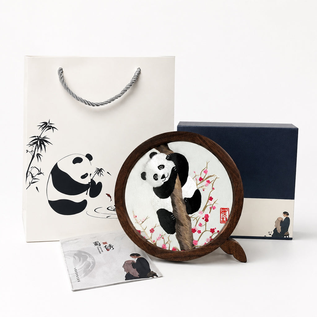 Custom Shu Embroidery Panda Walnut Wood Frame – Personalized Art