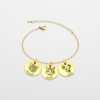 Close up handmade pet portrait charm bracelet detail silver gold rose gold