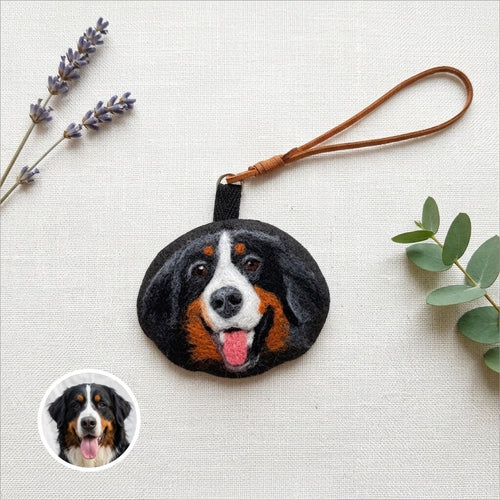 Custom Needle Felted Pet Portrait Keychain