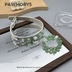 Forest Whisper matching green aventurine pet collar and owner bracelet by PAWMORYS