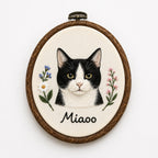 Custom Pet Portrait Embroidery Hoop – Personalized Pet Wall Art