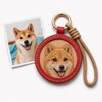 custom pet memorial keychain leather dog portrait keepsake gift