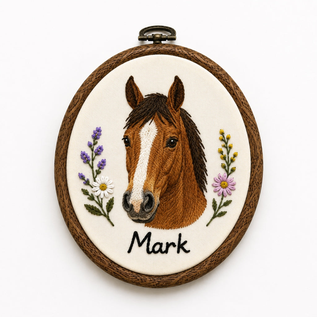 Custom Pet Portrait Embroidery Hoop – Personalized Pet Wall Art