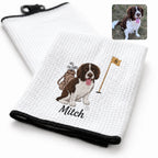 Custom Embroidered Pet Golf Towel with Carabiner – Personalized Dog & Cat Golf Gift
