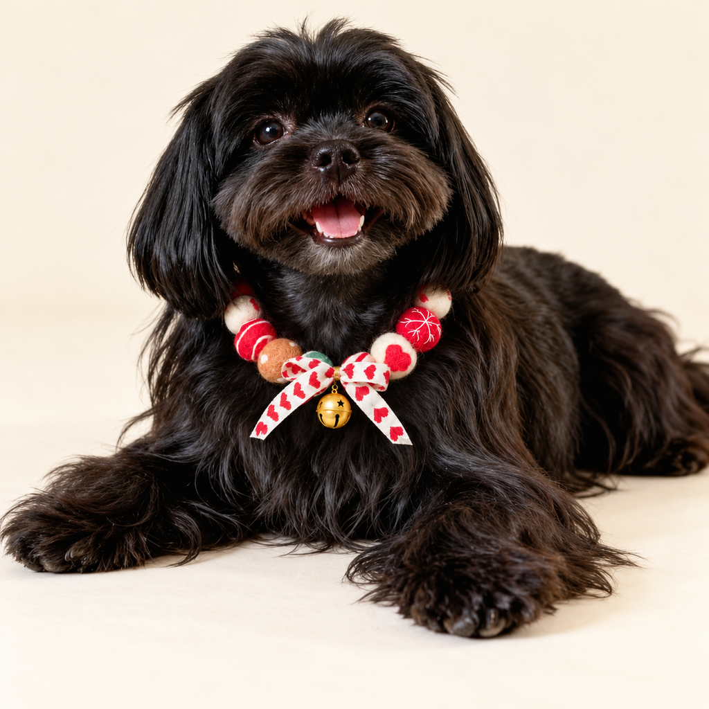 Christmas Pom-Pom Pet Necklace & Tree Ornament