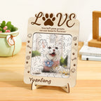 Custom wooden pet photo puzzle with personalized dog face and name