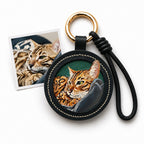 custom pet memorial keychain leather cat  portrait keepsake gift