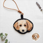 Personalized pet photo keychain on bag or daily carry accessory