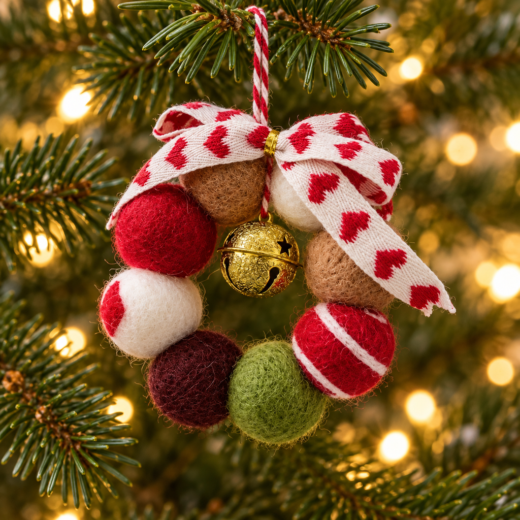 Christmas Pom-Pom Pet Necklace & Tree Ornament
