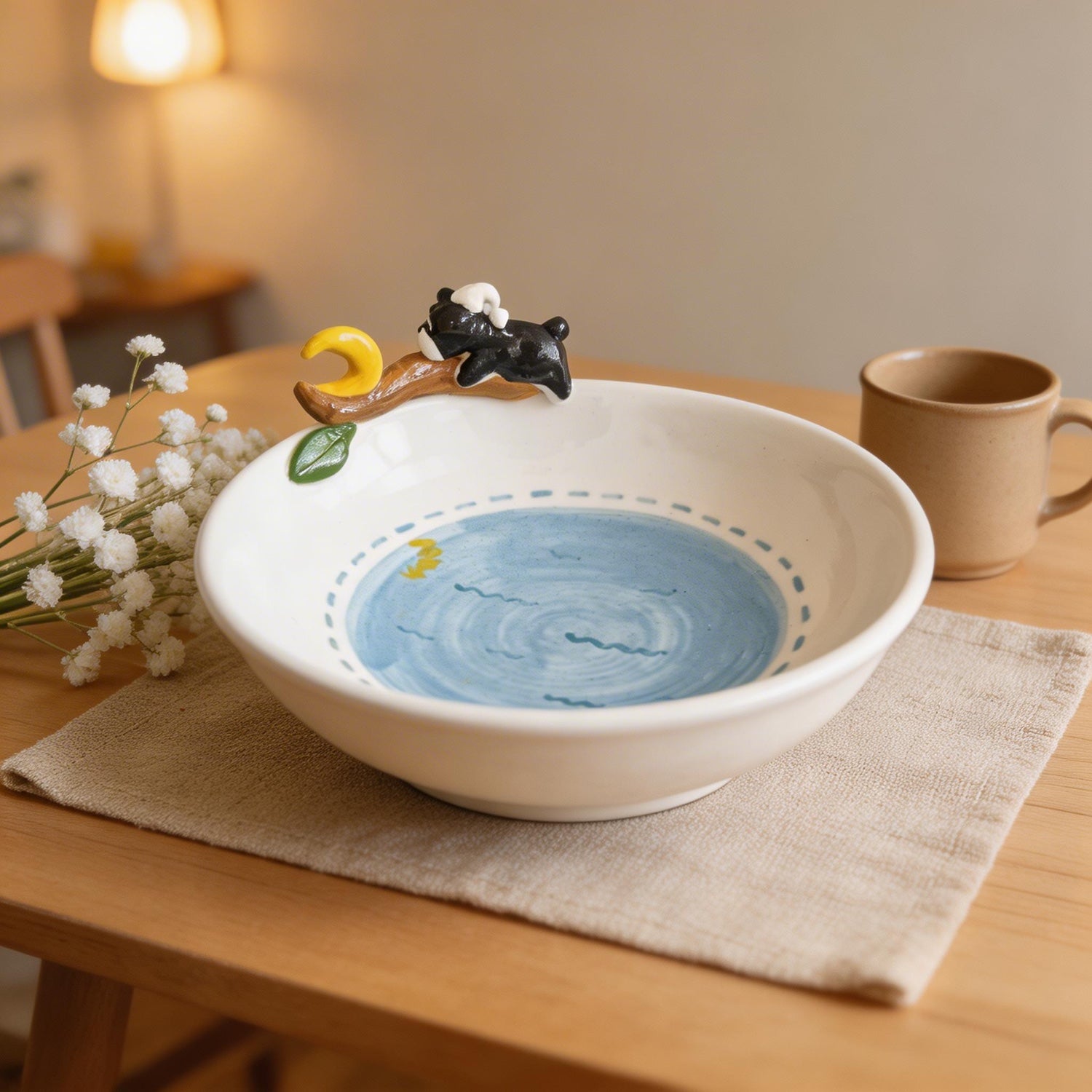 Custom 3D Pet Portrait Moon Plate – Personalized Ceramic Pet Gift
