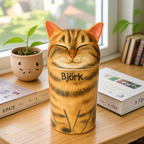Ceramic pet urn for storing ashes or keepsakes of beloved cat