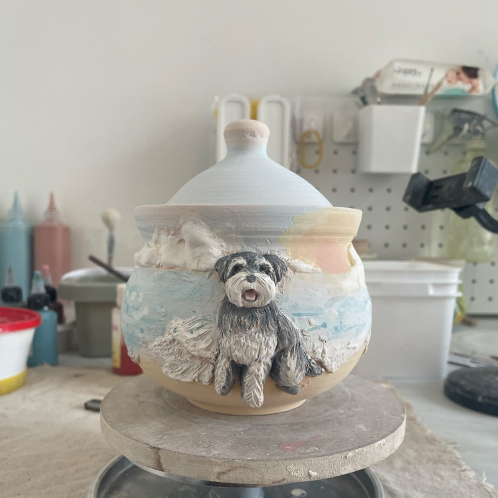 Custom Ceramic Pet Urn with 3D Portrait – Personalized Memorial