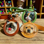 custom pet memorial leather keychain dog cat portrait gift