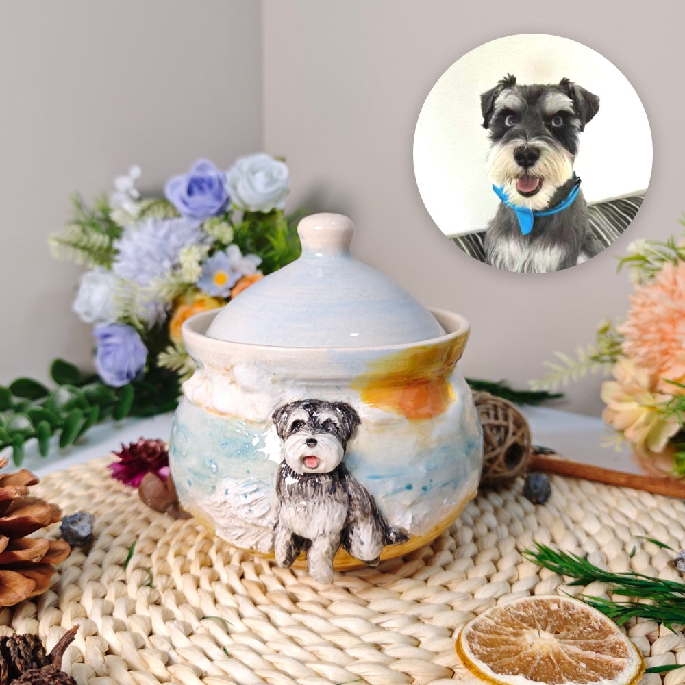 Custom Ceramic Pet Urn with 3D Portrait – Personalized Memorial