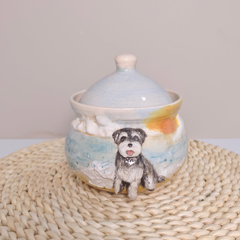 Custom Ceramic Pet Urn with 3D Portrait – Personalized Memorial