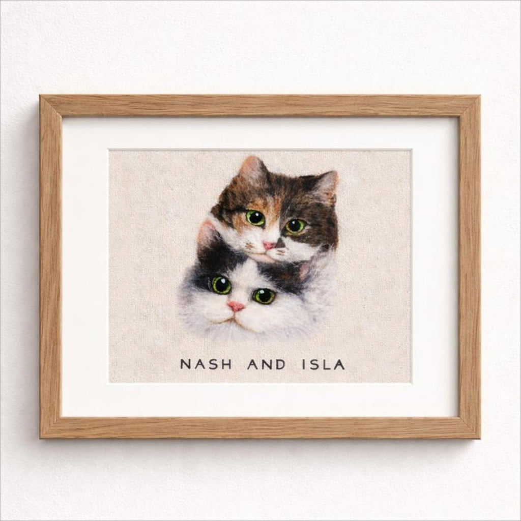 Custom Wool Felt Pet Portrait: Embroidered Wool Art, Pet Memorial