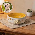 personalized pet bowl dog eating from custom portrait feeding bowl