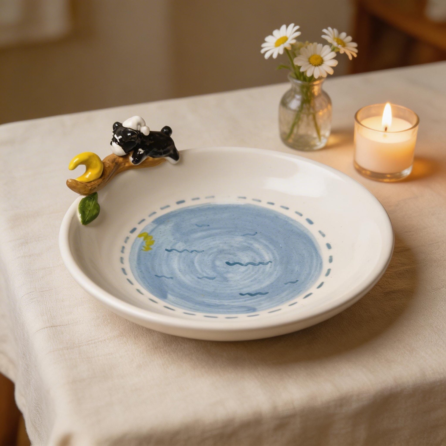 Custom 3D Pet Portrait Moon Plate – Personalized Ceramic Pet Gift