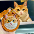 custom pet memorial leather keychain dog cat portrait gift