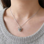 Personalized pet necklace worn on neck showing custom 3D pet pendant