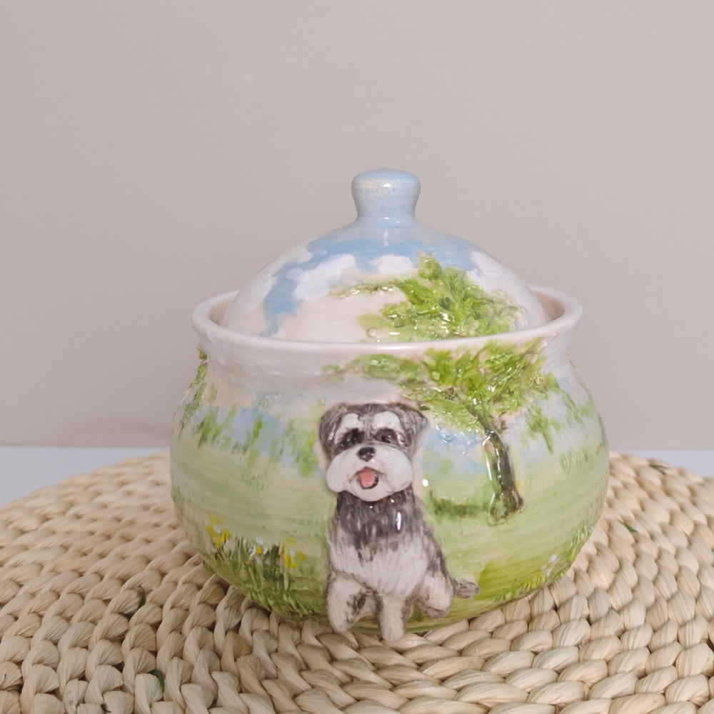 Custom Ceramic Pet Urn with 3D Portrait – Personalized Memorial