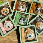 handmade leather pet portrait keychain close up engraving detail