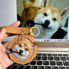 custom pet memorial leather keychain dog cat portrait gift