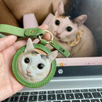 custom pet memorial leather keychain dog cat portrait gift