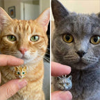 Close up handmade 925 silver pet portrait pendant necklace detail