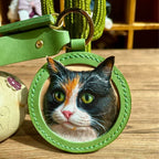 custom pet memorial leather keychain dog cat portrait gift