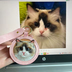 custom pet memorial leather keychain dog cat portrait gift