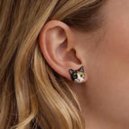 Personalized pet earrings worn on neck showing custom 3D pet pendant