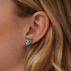 Personalized pet earrings worn on neck showing custom 3D pet pendant