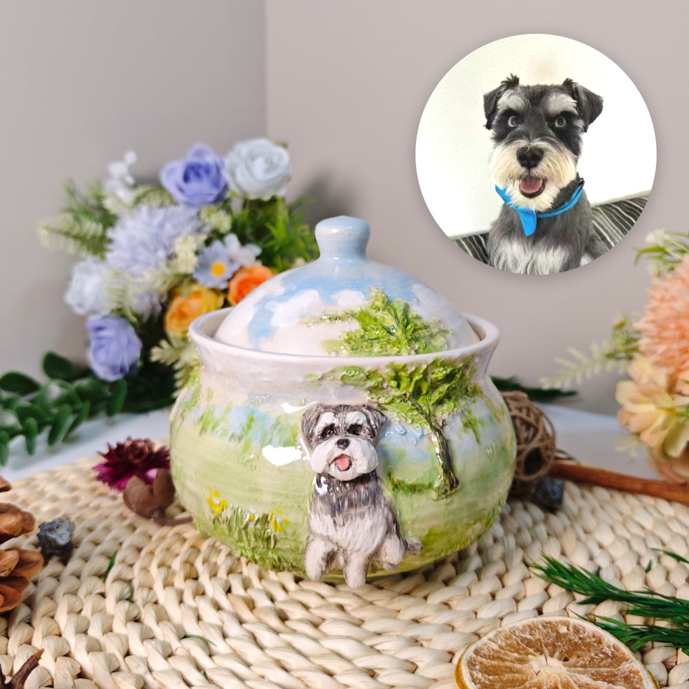 Custom Ceramic Pet Urn with 3D Portrait – Personalized Memorial