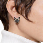 Personalized pet earrings worn on neck showing custom 3D pet pendant