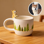Personalized ceramic dog urn for ashes with custom pet name and photo