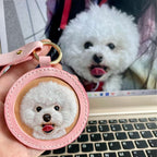 custom pet memorial leather keychain dog cat portrait gift