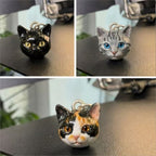 Close up handmade 925 silver pet portrait pendant necklace detail