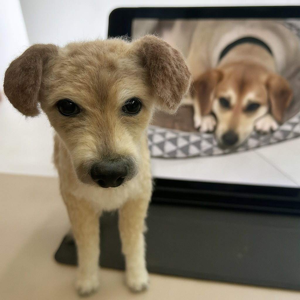 Custom Realistic Pet Replica Sculpture – Handmade 3D Wool Pet Portrait