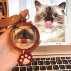 custom pet memorial leather keychain dog cat portrait gift