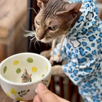 Personalized pet mug used for coffee with handmade ceramic cat design