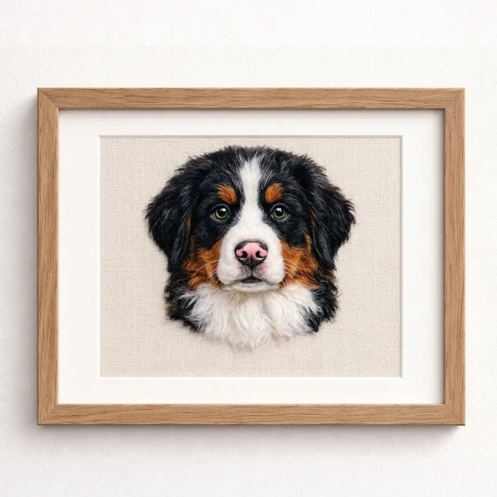Custom Wool Felt Pet Portrait: Embroidered Wool Art, Pet Memorial