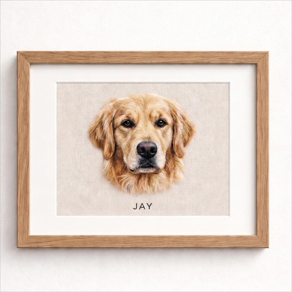 Custom Wool Felt Pet Portrait: Embroidered Wool Art, Pet Memorial