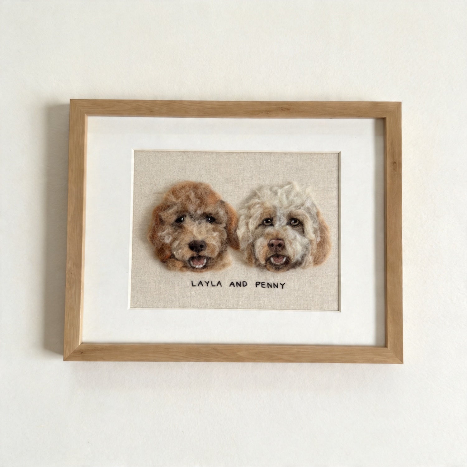 Custom Wool Felt Pet Portrait: Embroidered Wool Art, Pet Memorial