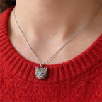 Personalized pet necklace worn on neck showing custom 3D pet pendant