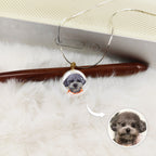hand painted pet portrait on pearl necklace jewelry detail close up