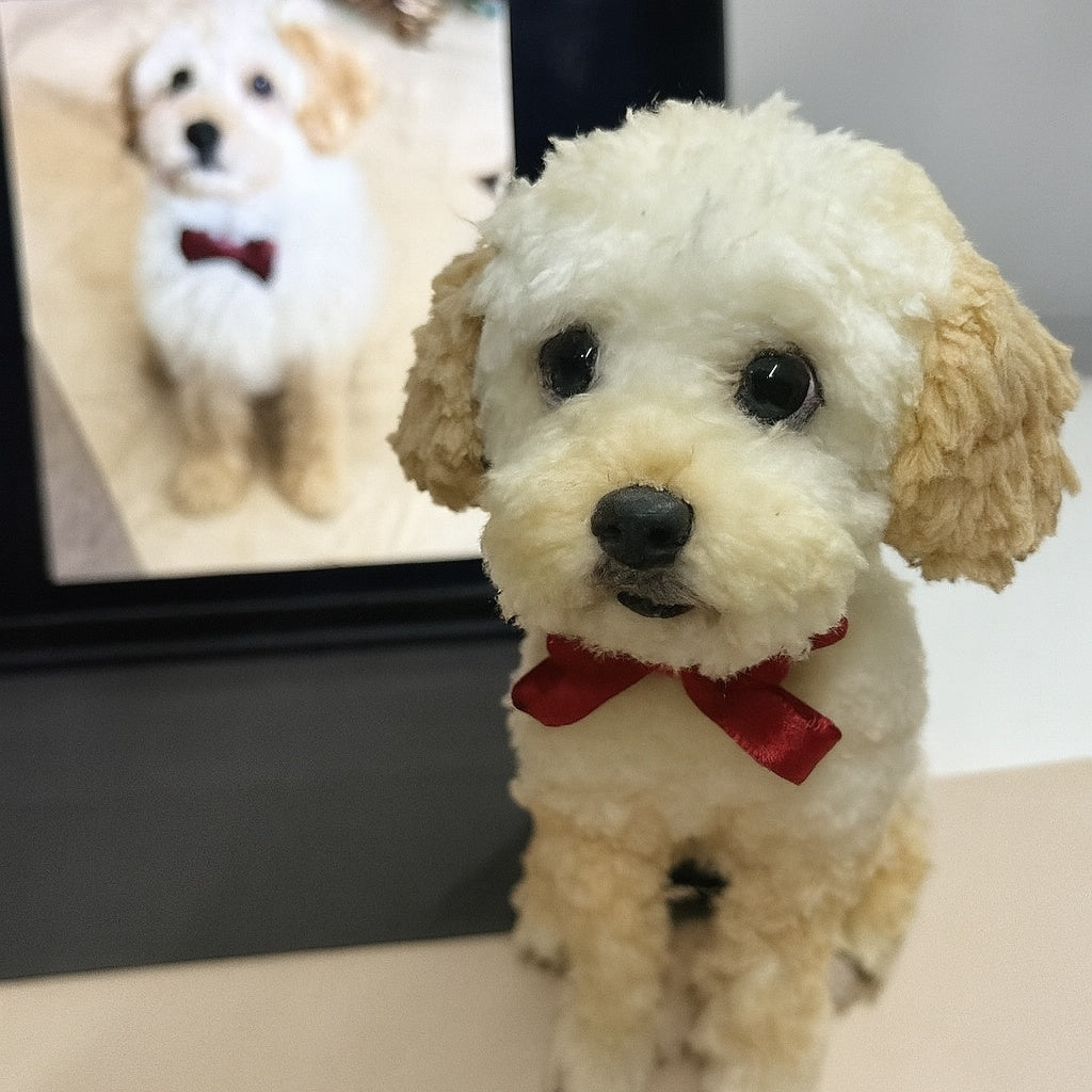 Custom Realistic Pet Replica Sculpture – Handmade 3D Wool Pet Portrait