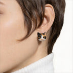 Personalized pet earrings worn on neck showing custom 3D pet pendant