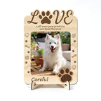 Custom wooden pet photo puzzle with personalized dog face and name